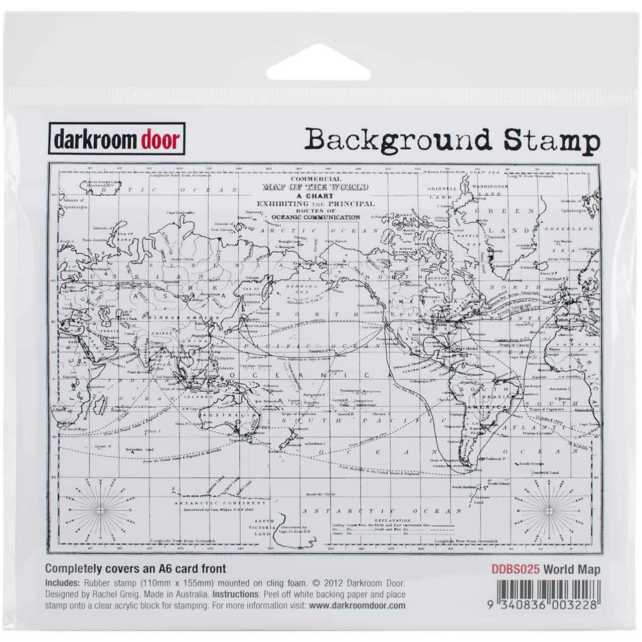 Darkroom Door Background Stamp World Map Cling Stamp